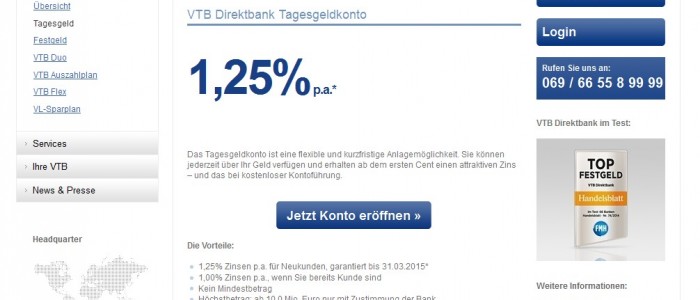 Zinsgarantie bei der VTB Direktbank